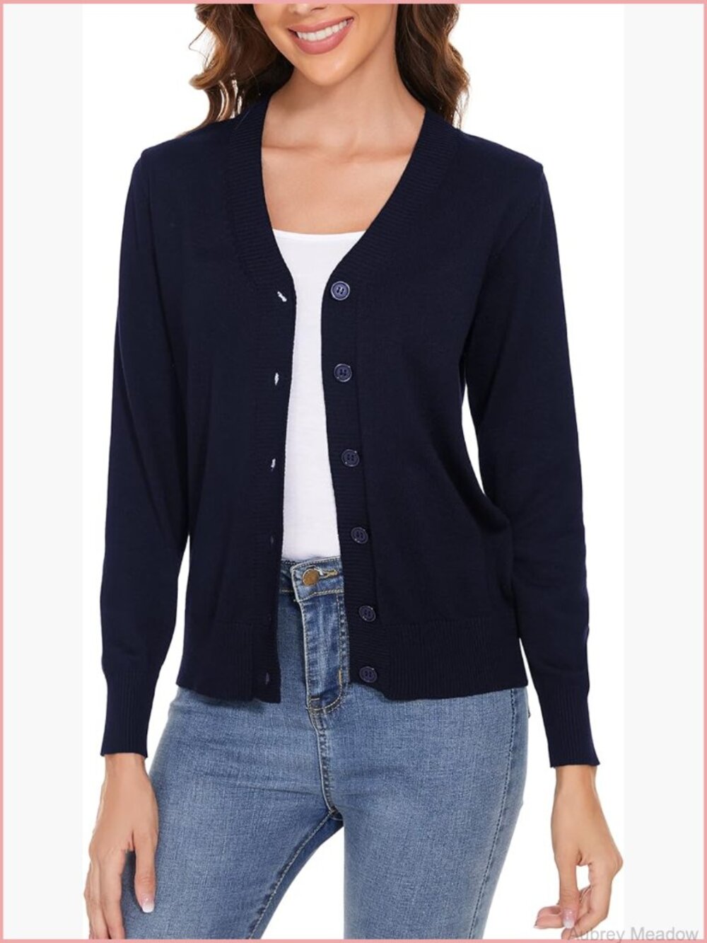 V-Neck Button Down Long Sleeve Cardigan Sweater